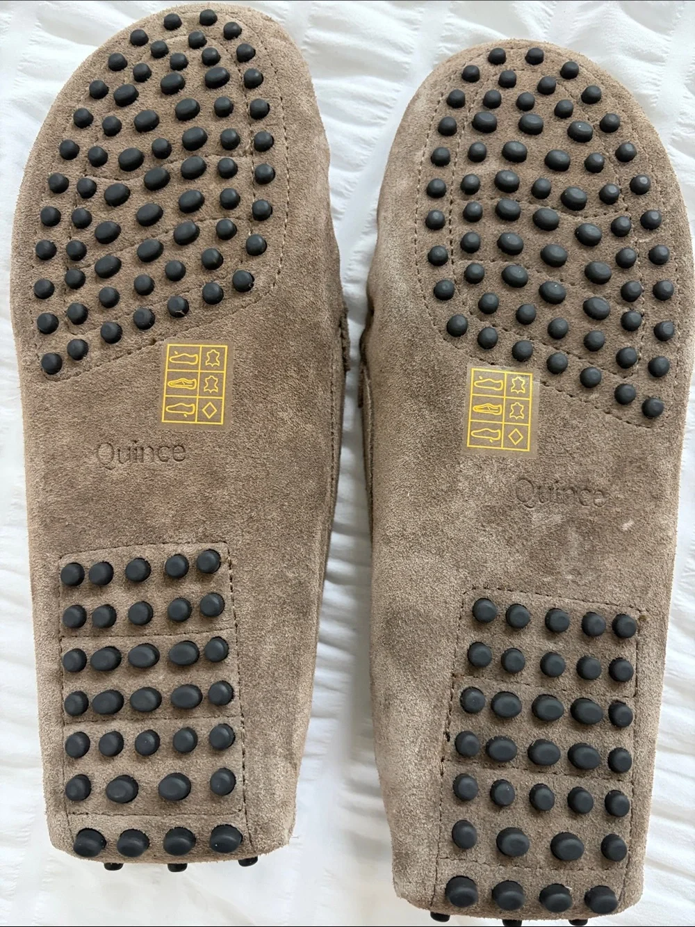 Quince Taupe Suede Driver Loafers - Slip-On Driving Shoes.